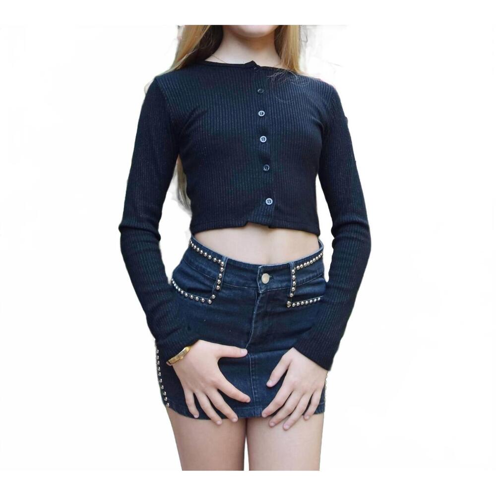 NEW FLOWERS BY ZOE elsa rib sparkle cardigan in black